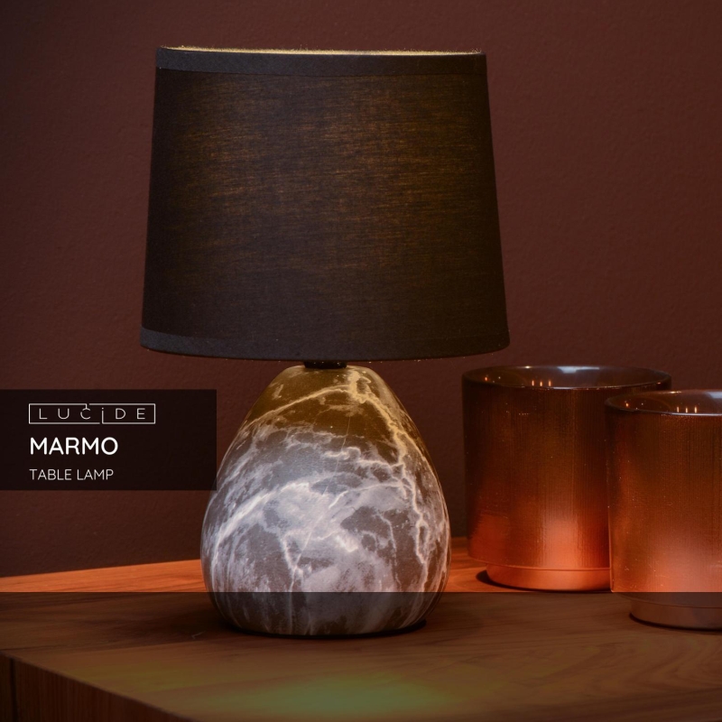 Lucide MARMO - Stolná lampa - Ø 16 cm - 1xE14 - Čierna